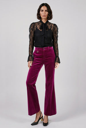 Velvet Wide Leg Pant | Pansy Purple