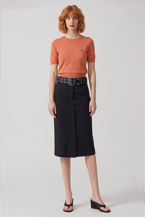 Trouser Detail Midi Skirt | Black