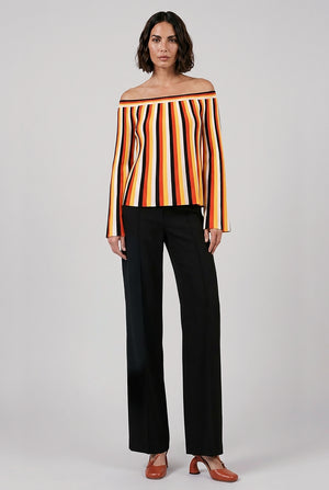 OFF SHOULDER STRIPE KNIT | MULTICOLOUR ORANGE