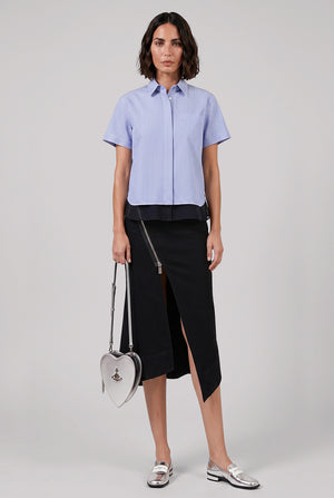 Asymmetric Side Zip Midi Skirt | Black