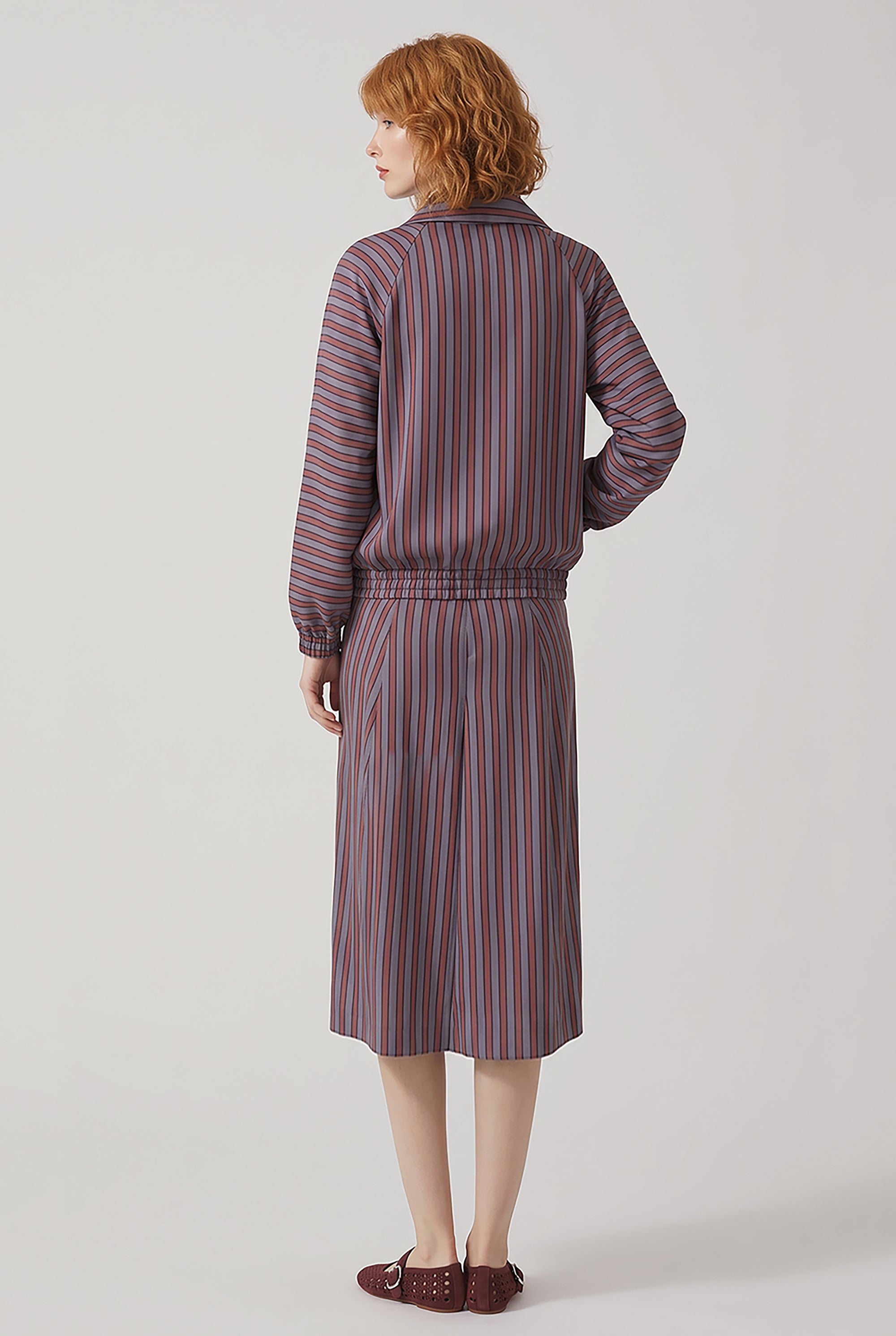 DRIES VAN NOTEN RTW Vinnia Stripe Jacket | Burgundy/Grey