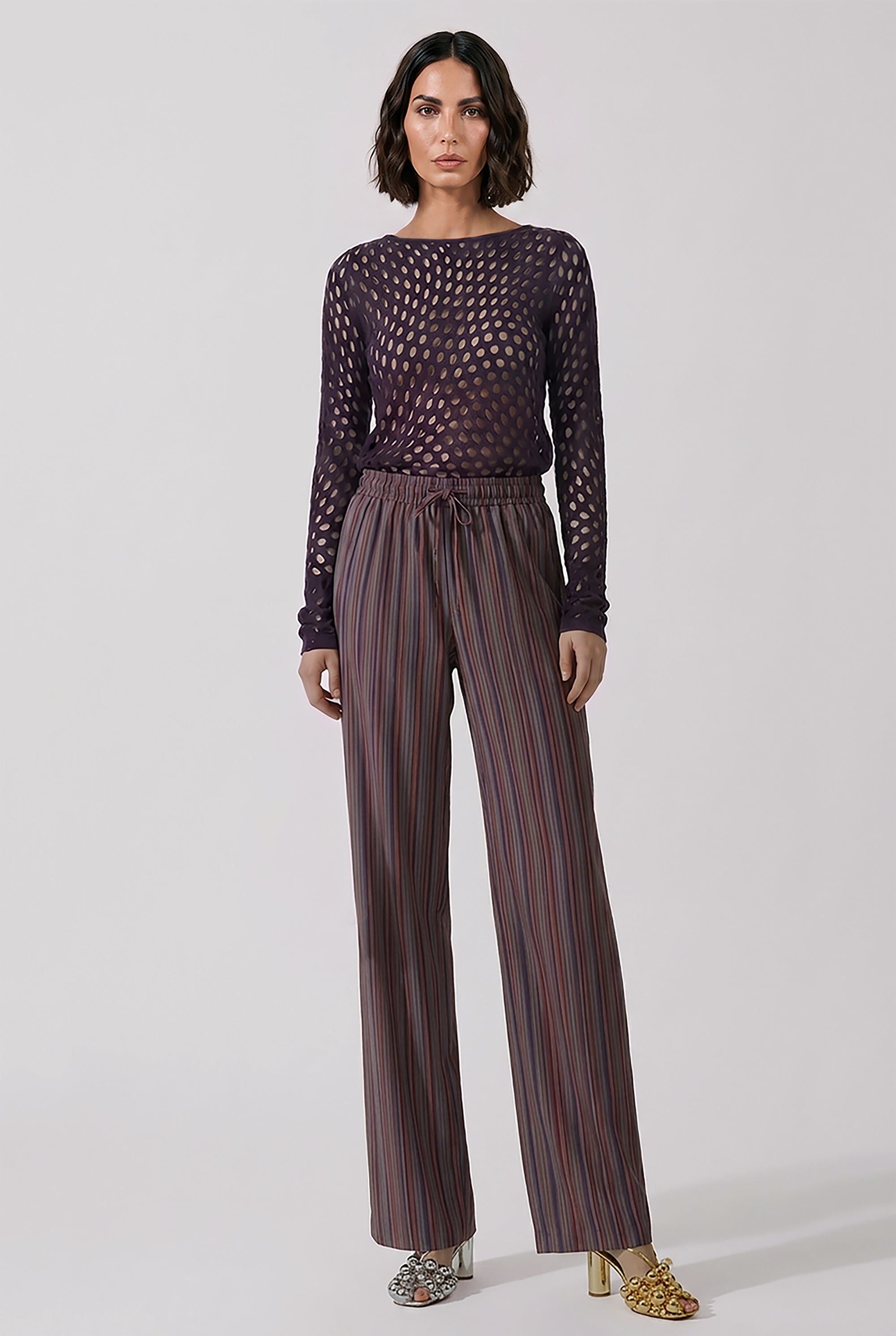 DRIES VAN NOTEN RTW Holletina Polka Dot Top | Dark Purple