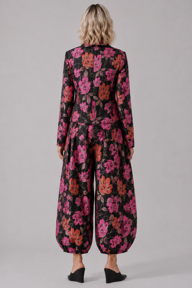 COMME DES GARCONS RTW Floral Print Tang Jacket | Black/Pink