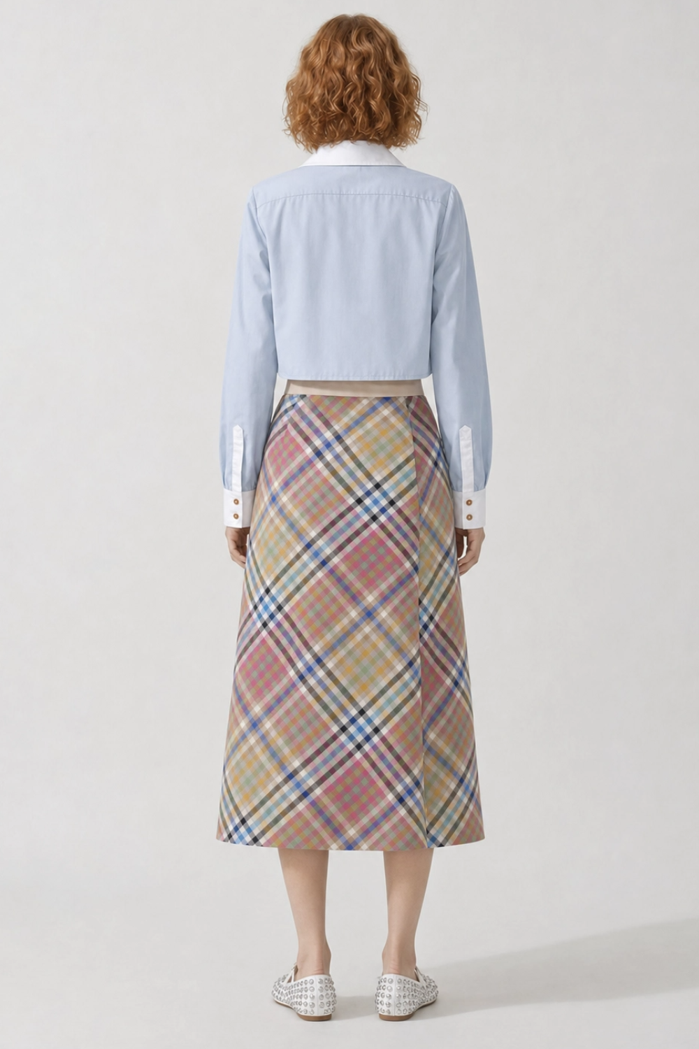 VIVIENNE WESTWOOD RTW Cut Off Heart Crop Shirt | Blue/White