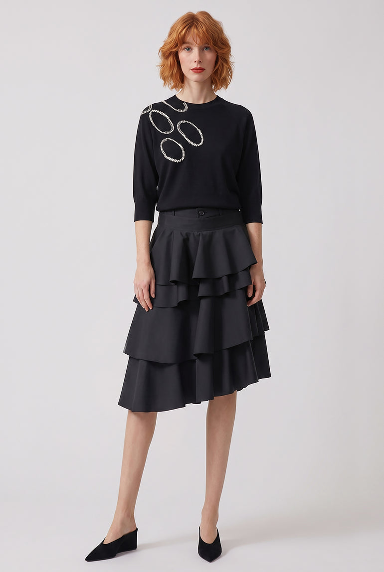 COMME DES GARCONS RTW Ruffle Front Long Short | Black