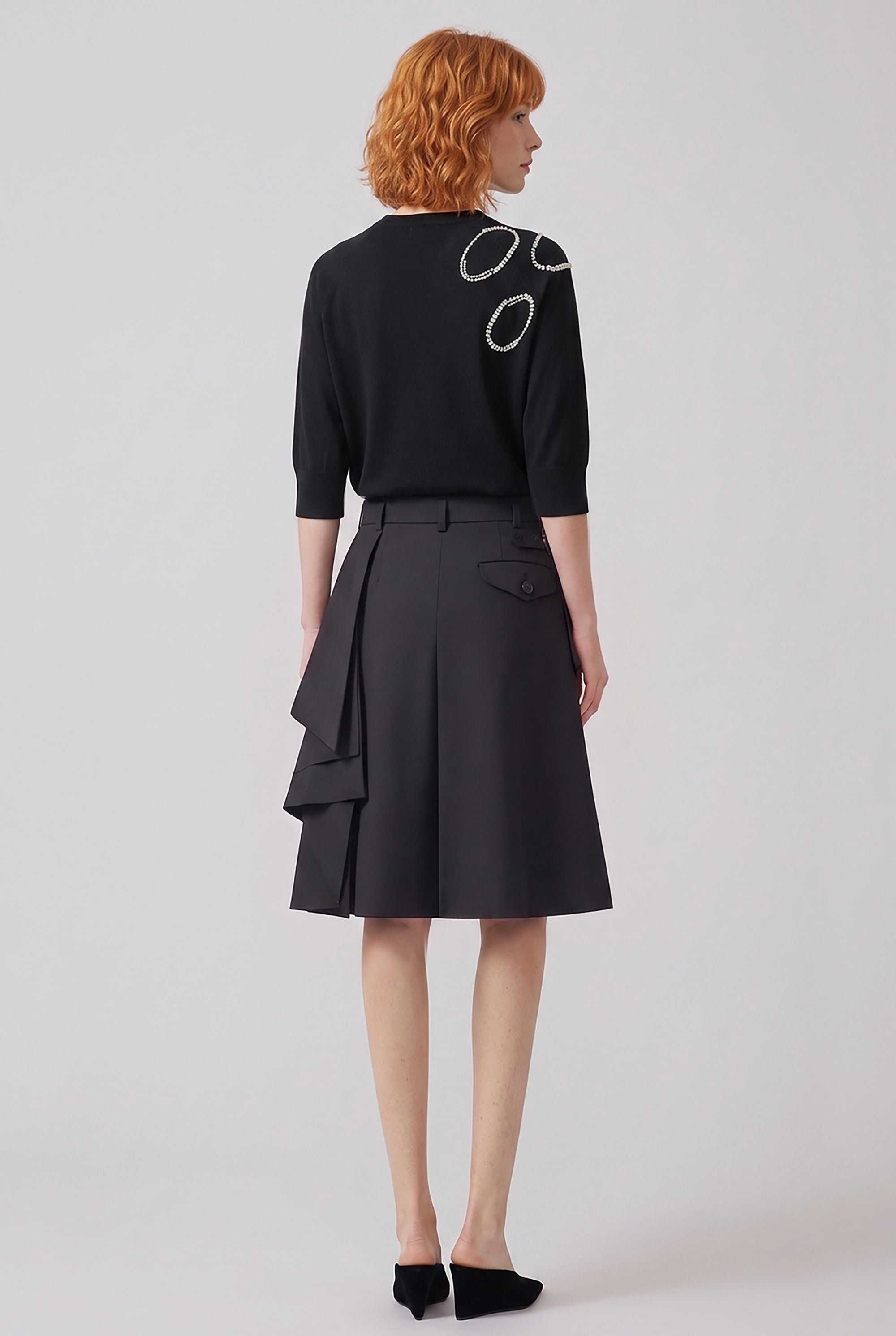 COMME DES GARCONS RTW Ruffle Front Long Short | Black