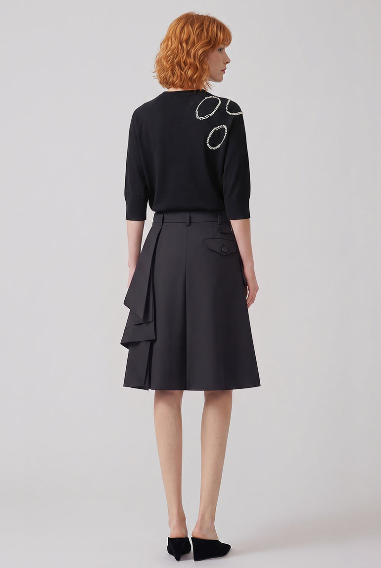 DRIES VAN NOTEN RTW Tuan Embellished Short Sleeve Knit | Black