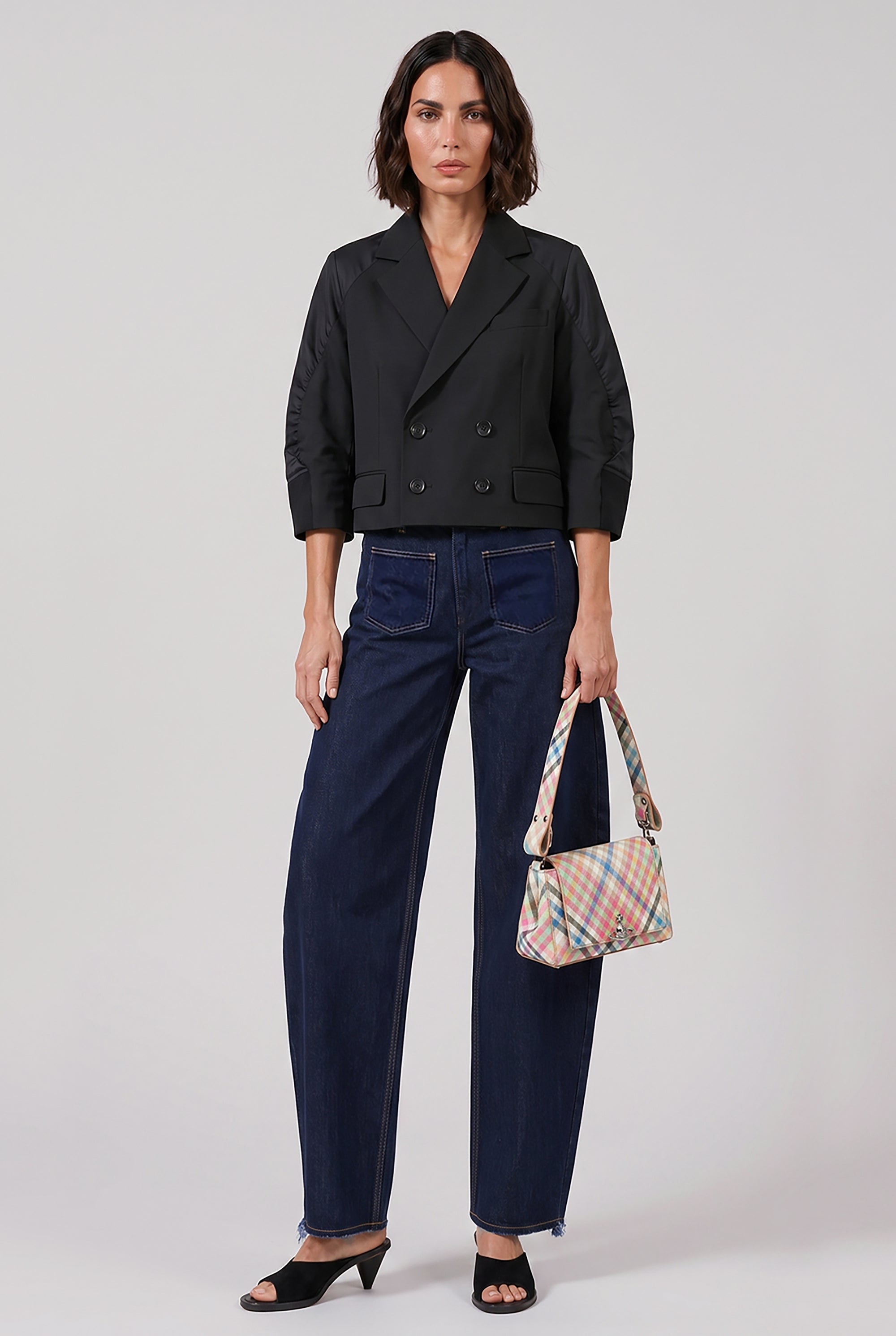 SACAI RTW Suiting X Twill Oversize Double Breast Jacket | Black