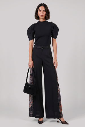 Suiting X Paisley Print Wide Leg Pant | Black/Multi