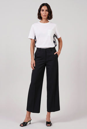 SACAI RTW Floral Embroidery Mesh Panel X T-Shirt | White