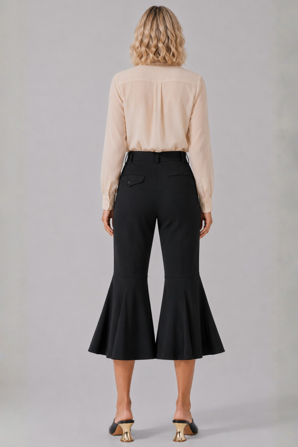COMME DES GARCONS RTW Ruffle Front Long Shirt | Beige