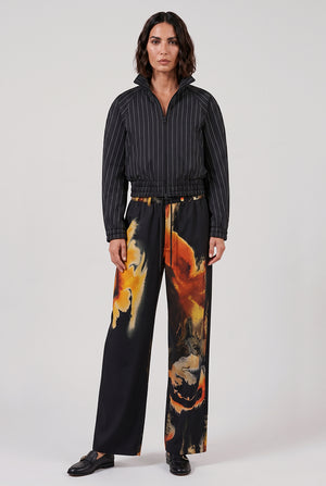 Earthy Print Relaxed Leg Track Pant | Black/Multi