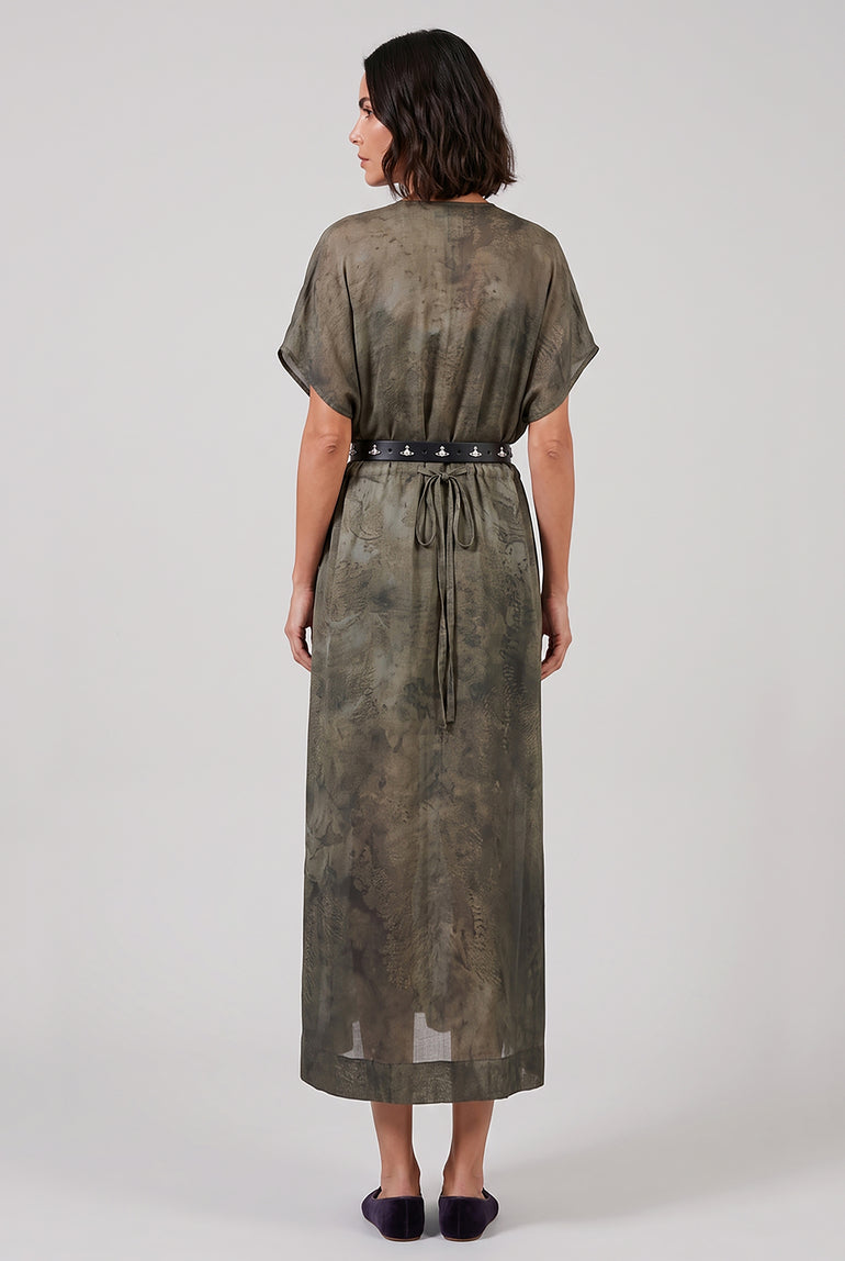 UMA WANG RTW Acre Relaxed Tie Waist Midi Dress | Dark Green
