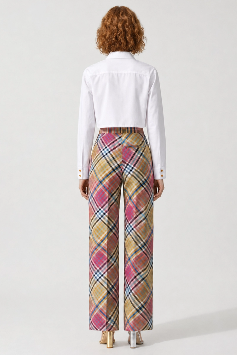 VIVIENNE WESTWOOD RTW Heather Check Ray Wide Leg Pant | Multi
