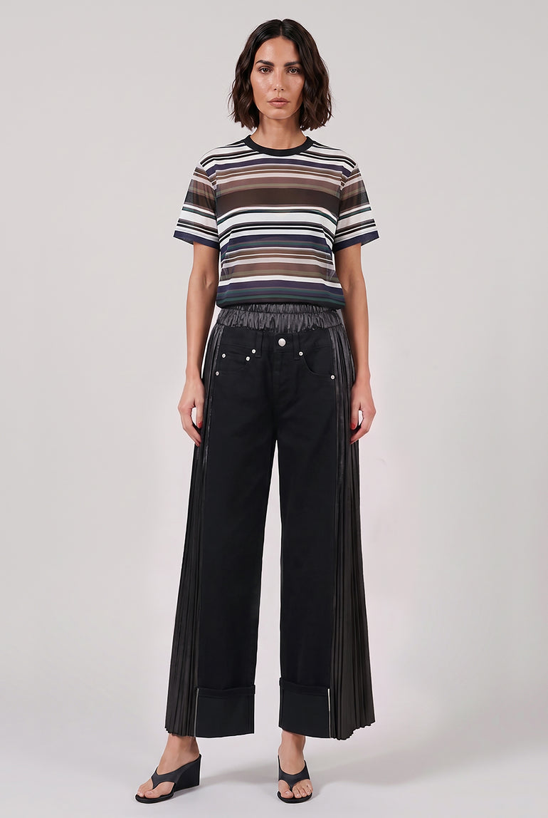 JUNYA WATANABE RTW X Levi's Pleated Panel Cropped Denim Jeans | Black