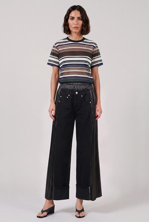 JUNYA WATANABE RTW X Levi's Pleated Panel Cropped Denim Jeans | Black