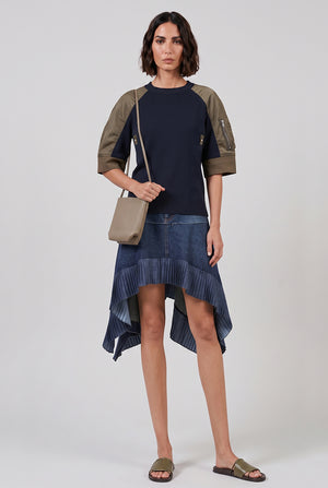 Contrast Sleeve Top | Navy/Khaki