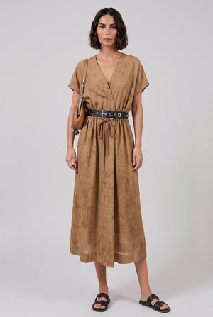 Acre Relaxed Tie Waist Midi Dress | Mustard