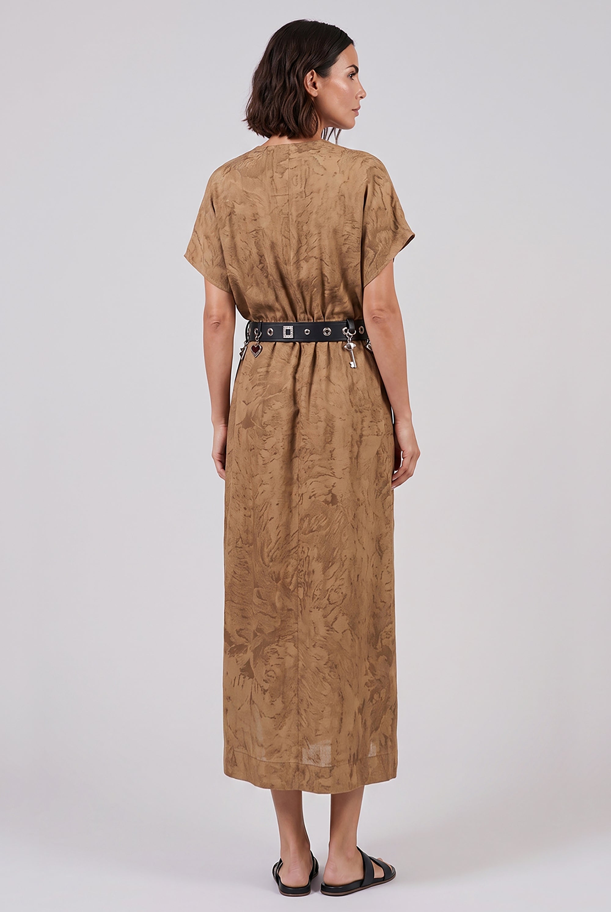 UMA WANG RTW Acre Relaxed Tie Waist Midi Dress | Mustard