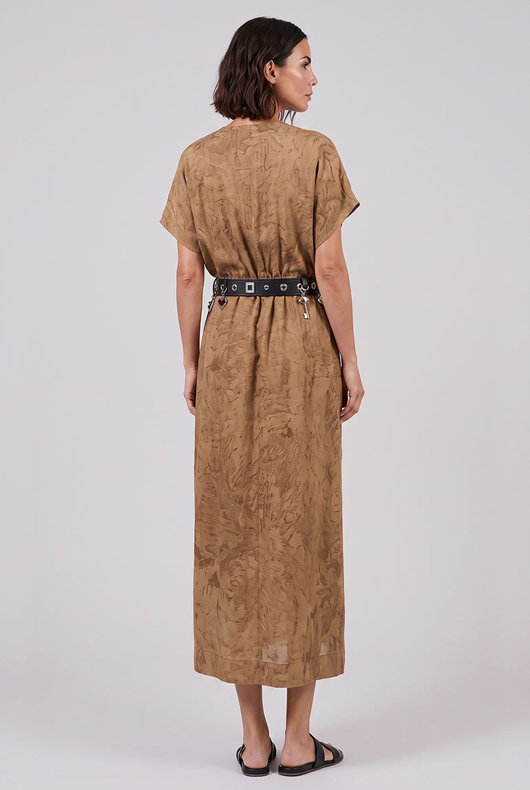 UMA WANG RTW Acre Relaxed Tie Waist Midi Dress | Mustard