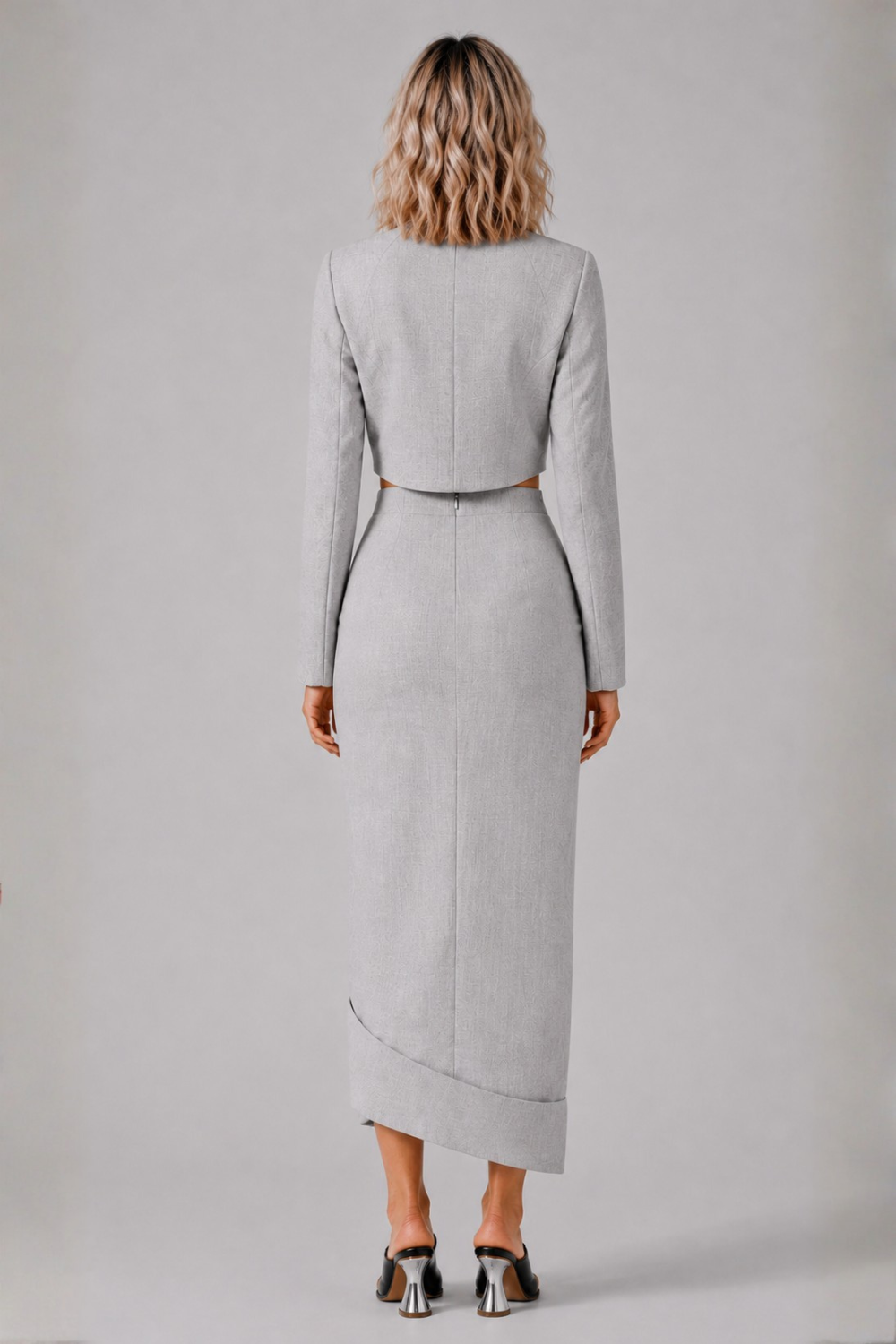 AWAKE MODE RTW Bib-Front Structured Jacket | Light Grey Melange