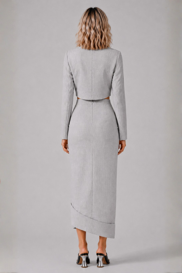 AWAKE MODE RTW Bib-Front Structured Jacket | Light Grey Melange