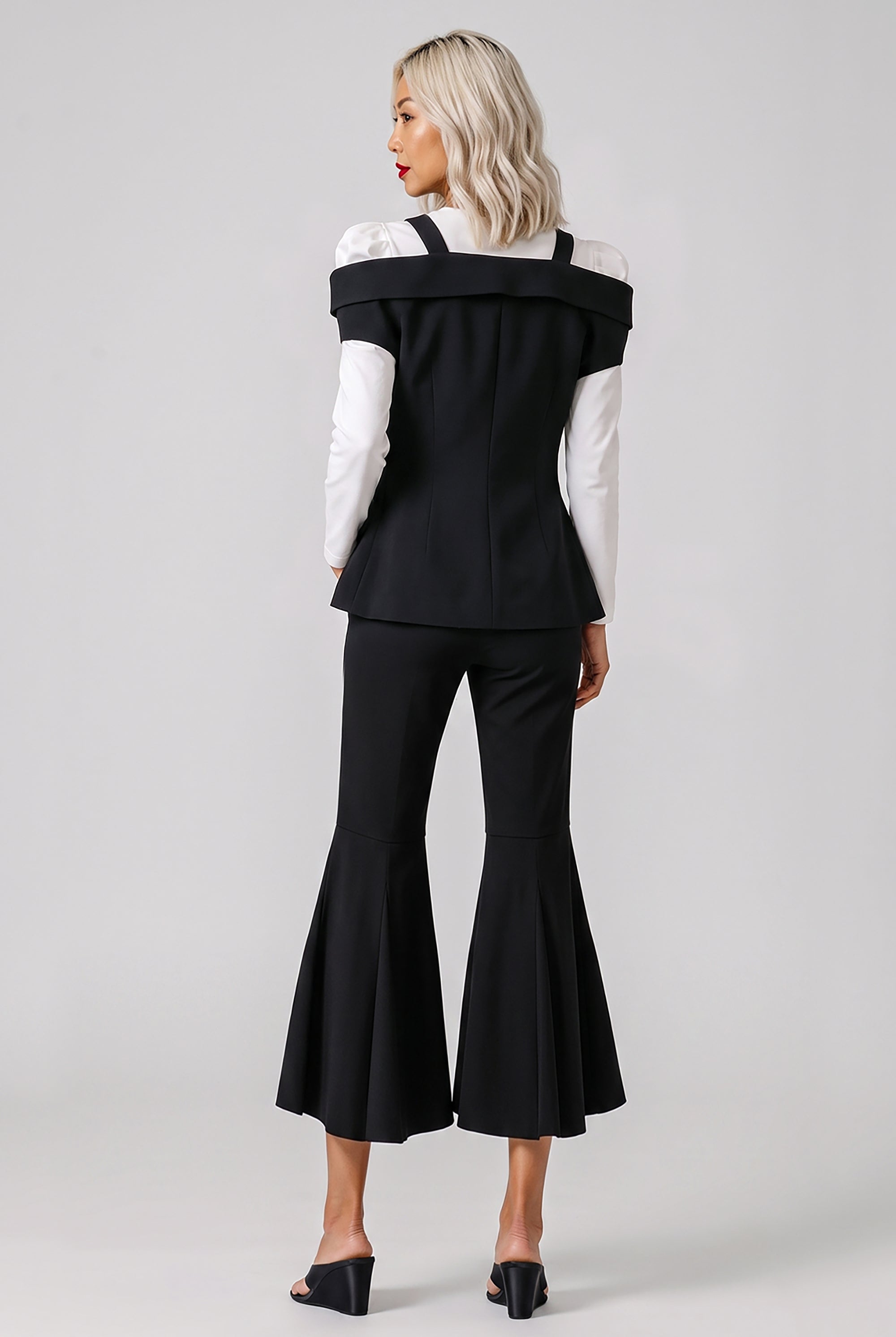 NOIR KEI NINOMIYA RTW Off Shoulder Tailored Peplum Vest | Black