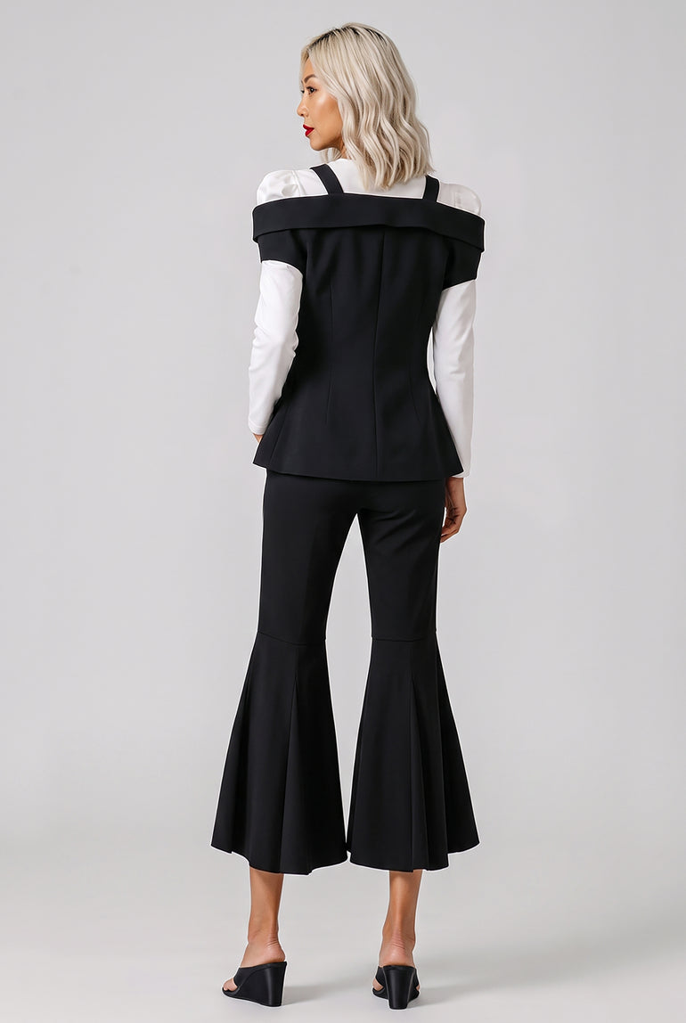 NOIR KEI NINOMIYA RTW Off Shoulder Tailored Peplum Vest | Black