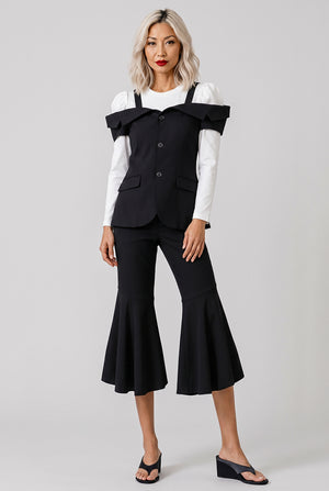 NOIR KEI NINOMIYA RTW Off Shoulder Tailored Peplum Vest | Black