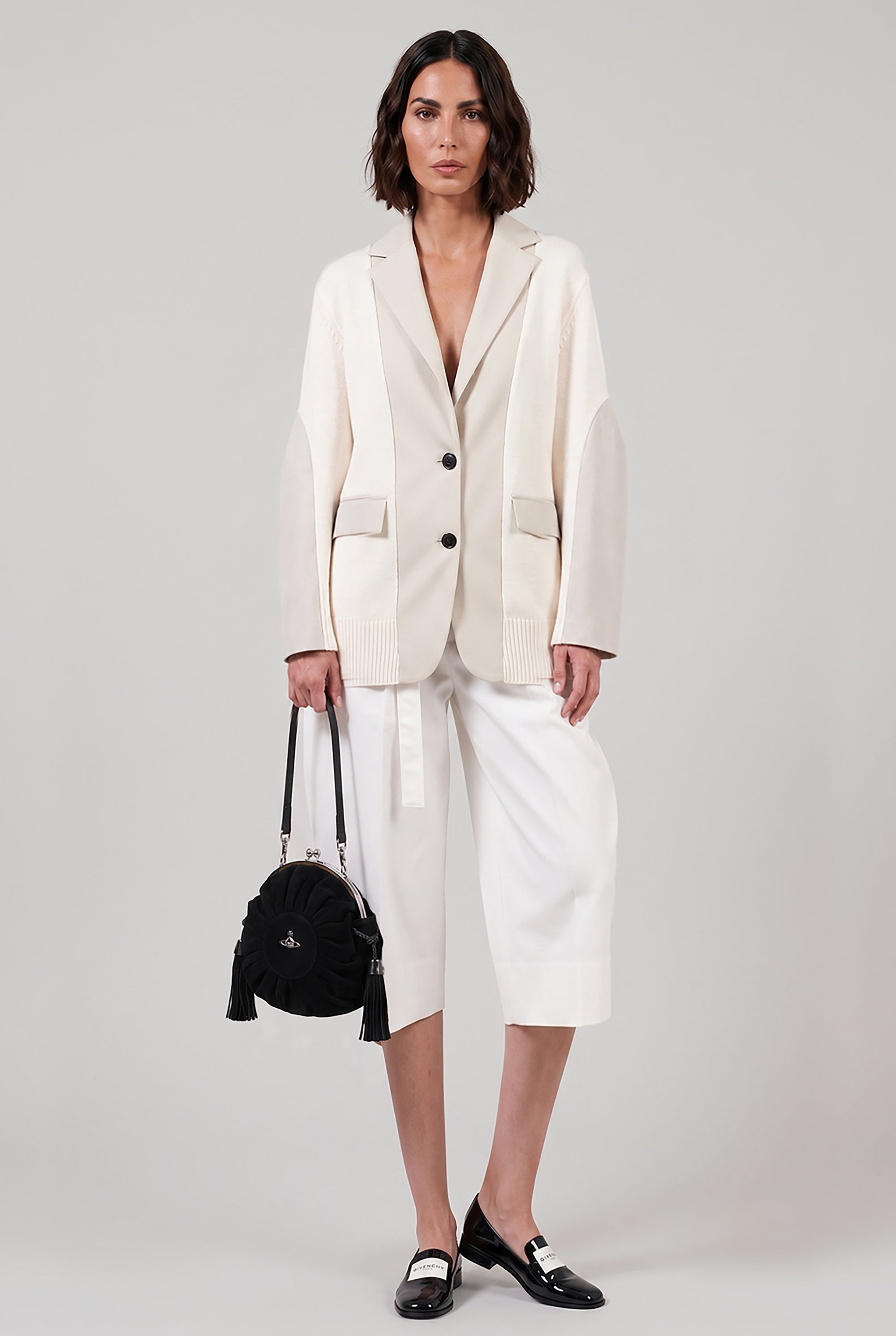 SACAI RTW Exaggerated Pocket Detail Crop Pant | Off White