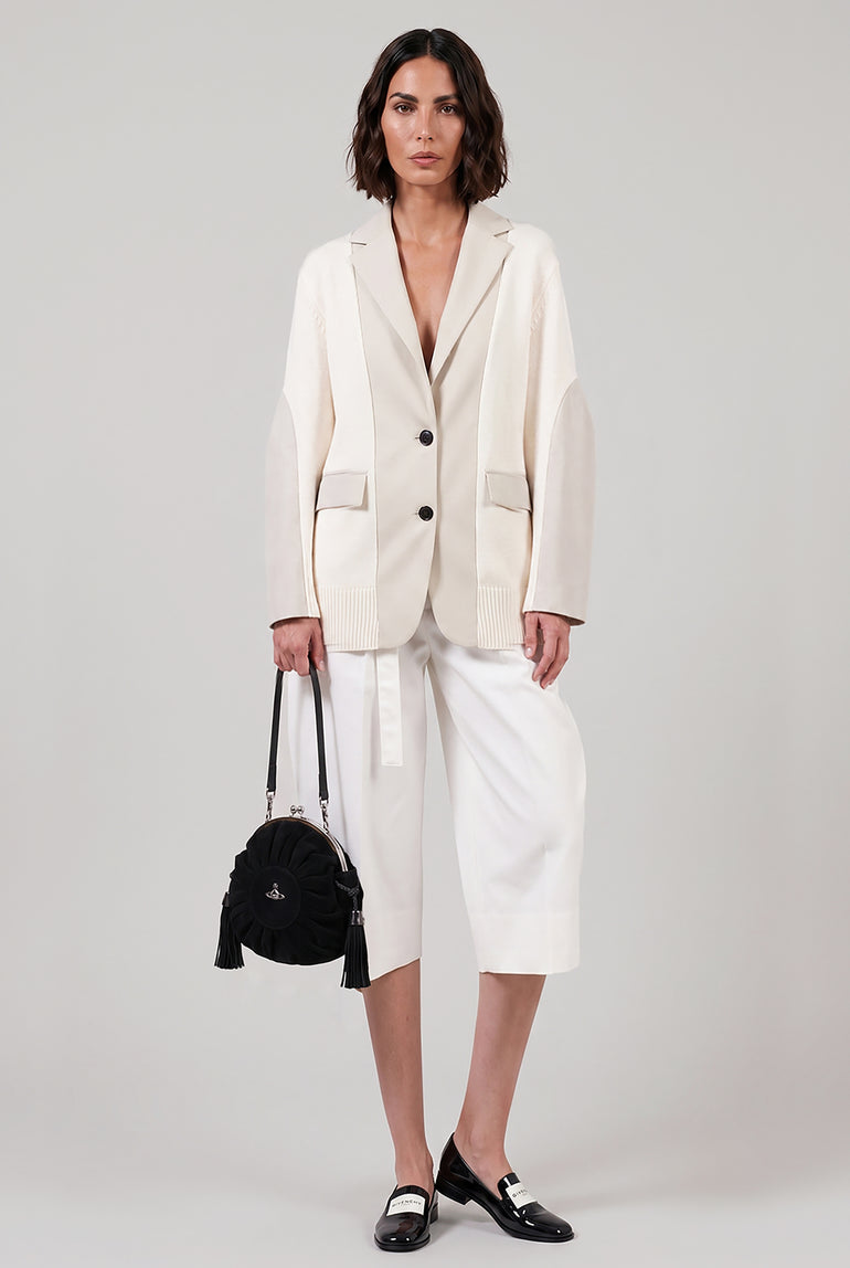 SACAI RTW Exaggerated Pocket Detail Crop Pant | Off White