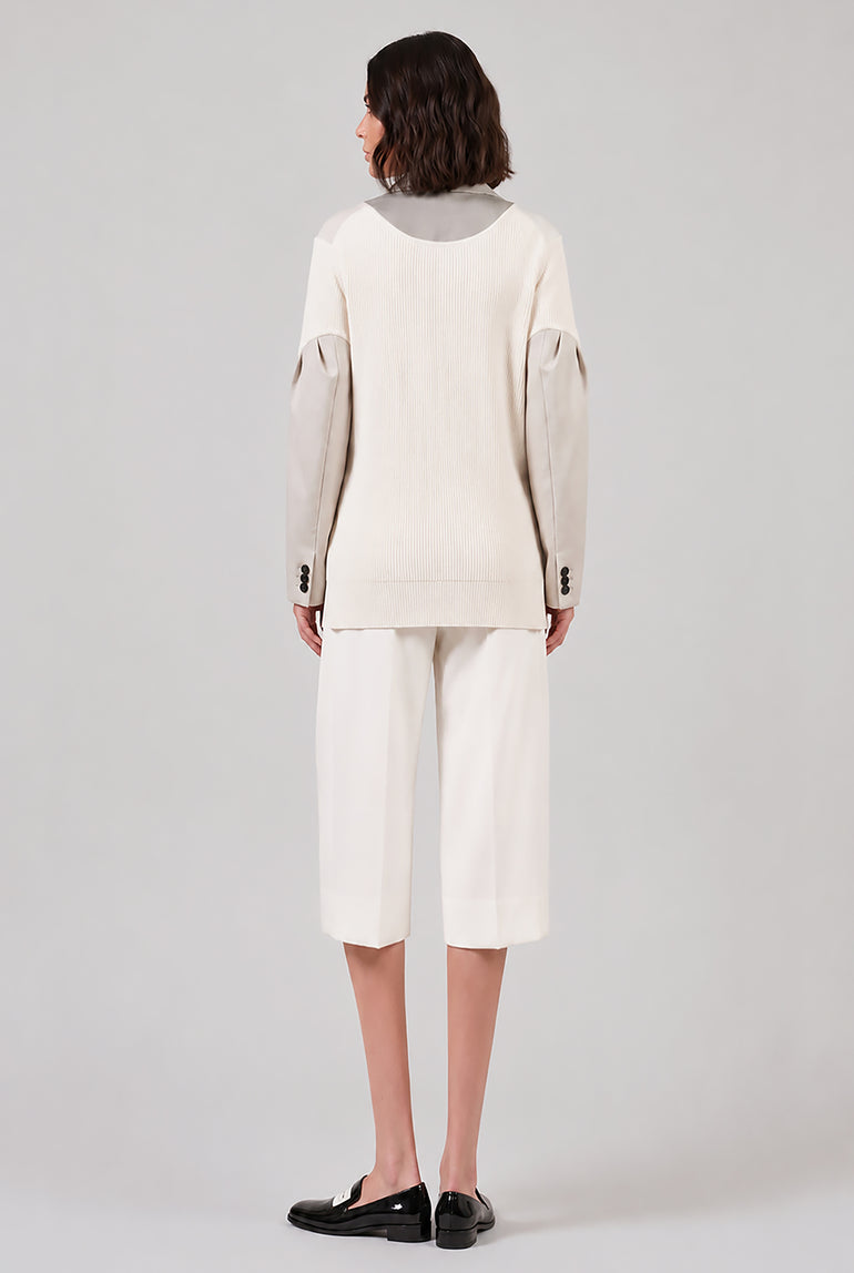 SACAI RTW Exaggerated Pocket Detail Crop Pant | Off White