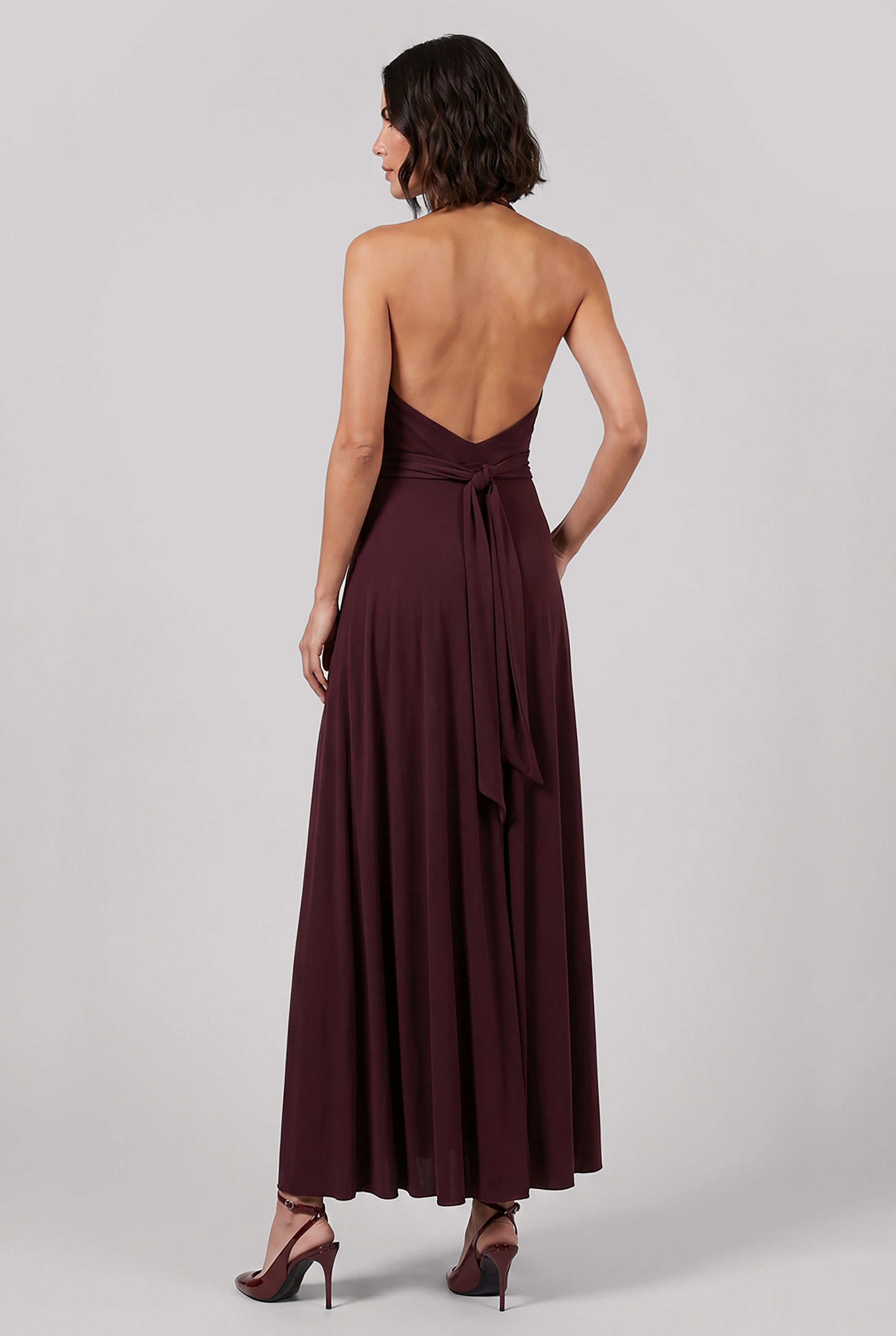 ALAIA RTW Scoop Neck Cross Dress | Bordeaux