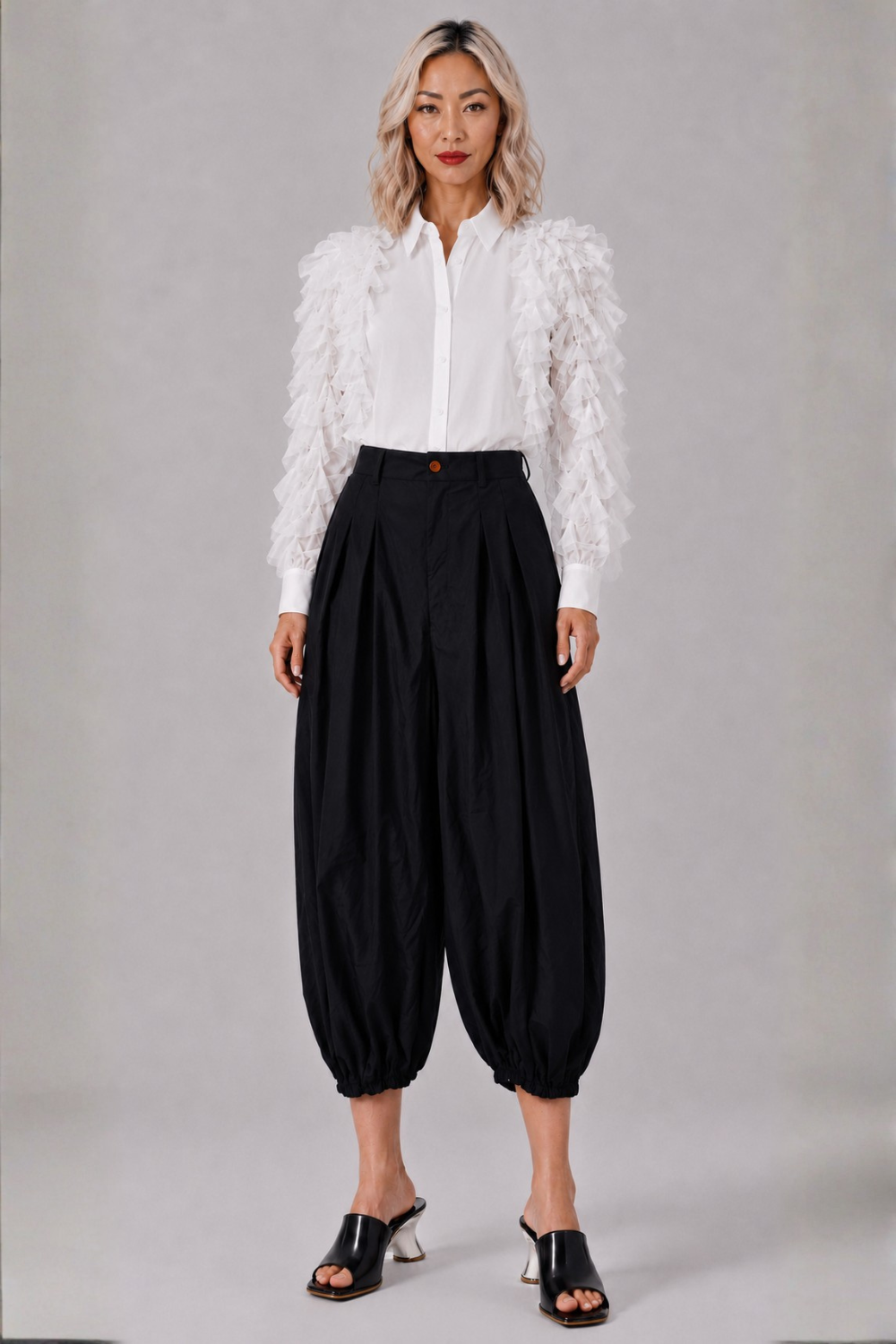 COMME DES GARCONS RTW Ruffle Sleeve Shirt | Off White