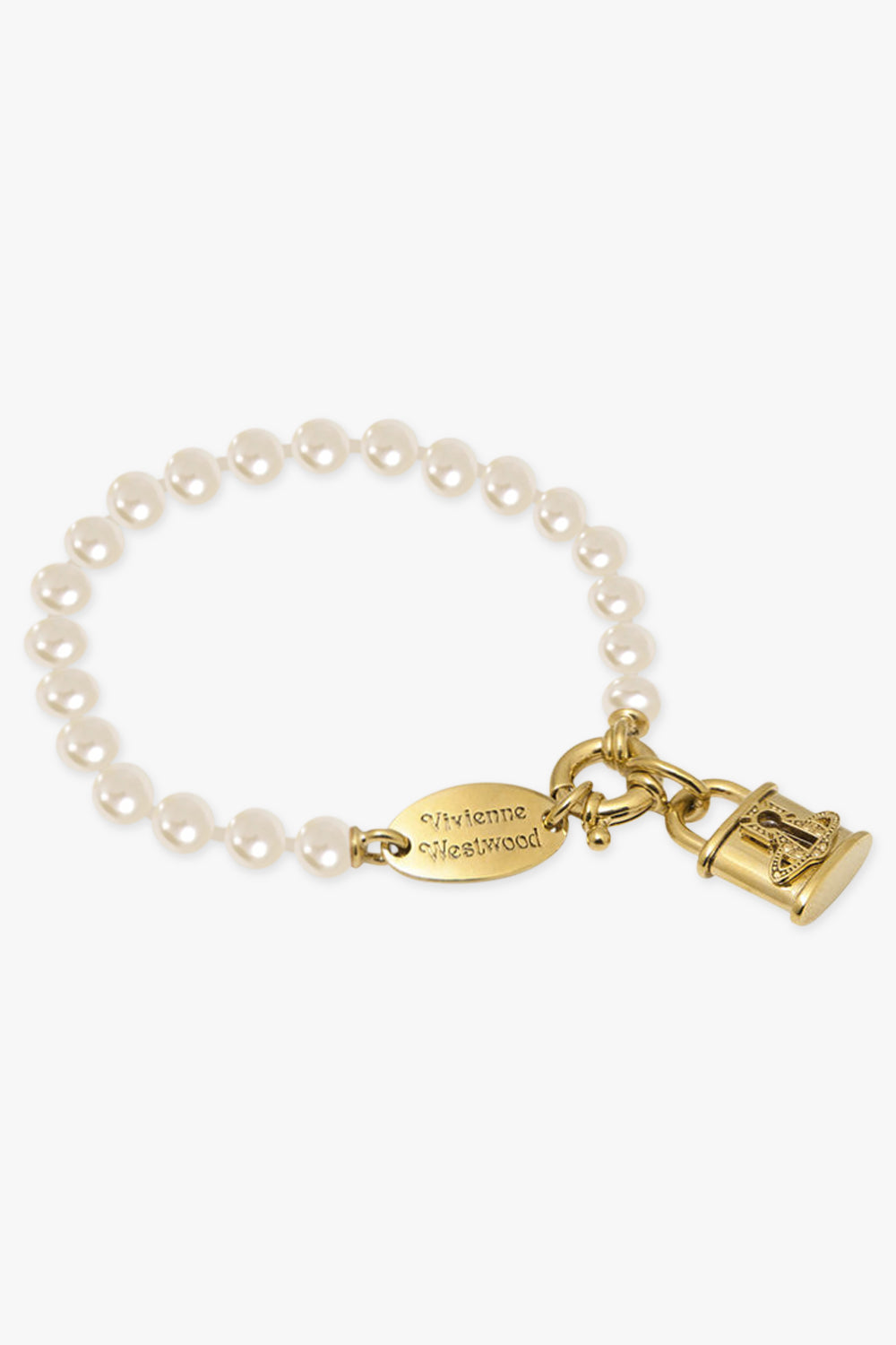 VIVIENNE WESTWOOD JEWELLERY GOLD / White/Gold Celestia Small Pearl Bracelet | White/Gold
