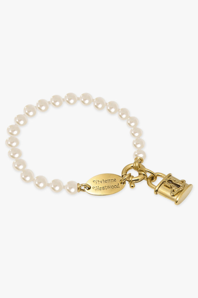 VIVIENNE WESTWOOD JEWELLERY GOLD / White/Gold Celestia Small Pearl Bracelet | White/Gold