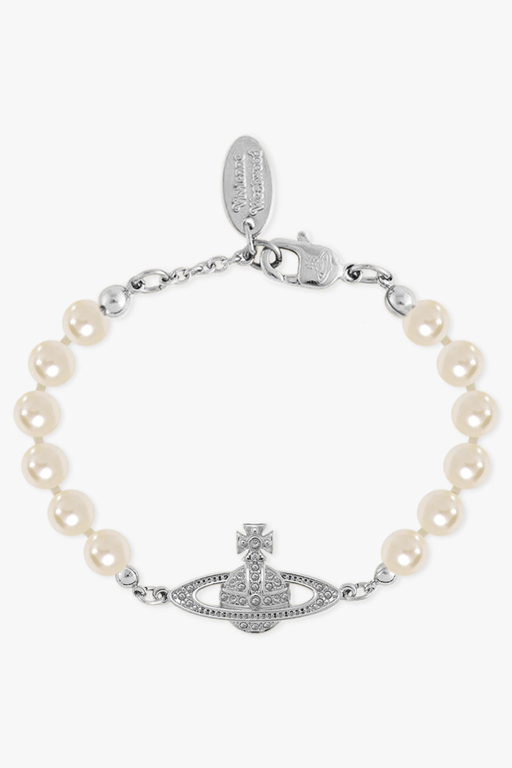 VIVIENNE WESTWOOD JEWELLERY SILVER / White/Silver Mini Bas Relief Pearl Bracelet | White/Silver