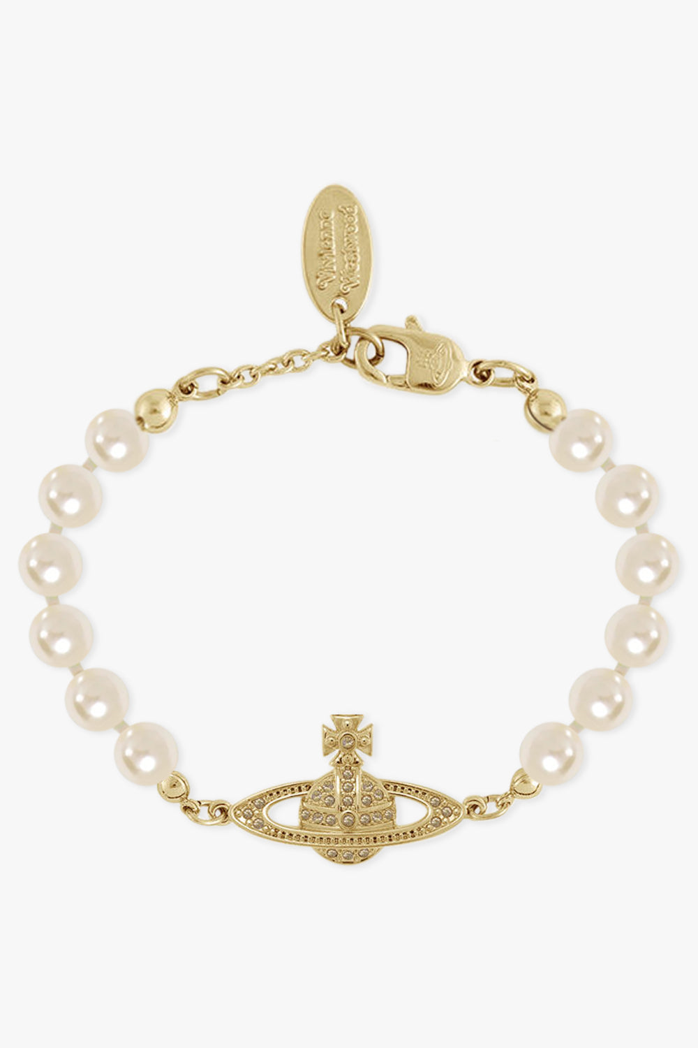 VIVIENNE WESTWOOD JEWELLERY GOLD / White/Gold Mini Bas Relief Pearl Bracelet | White/Gold