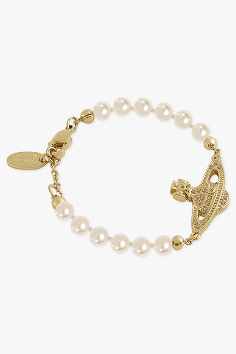 VIVIENNE WESTWOOD JEWELLERY GOLD / White/Gold Mini Bas Relief Pearl Bracelet | White/Gold