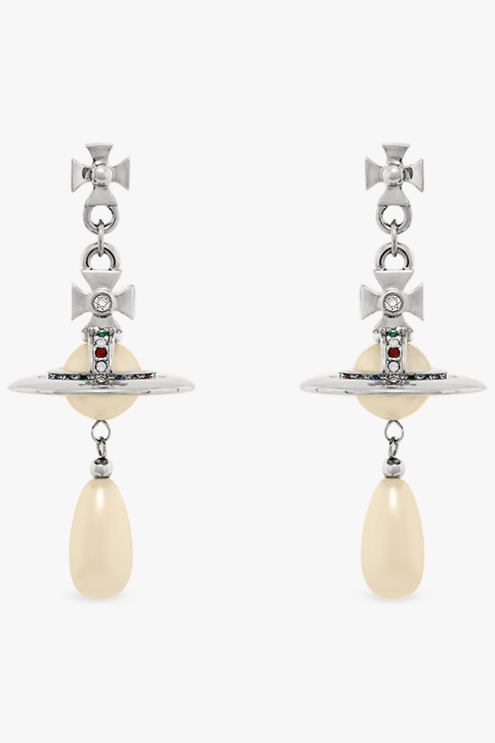 VIVIENNE WESTWOOD JEWELLERY SILVER / White/Silver Pearl Drop Earrings | Silver/White