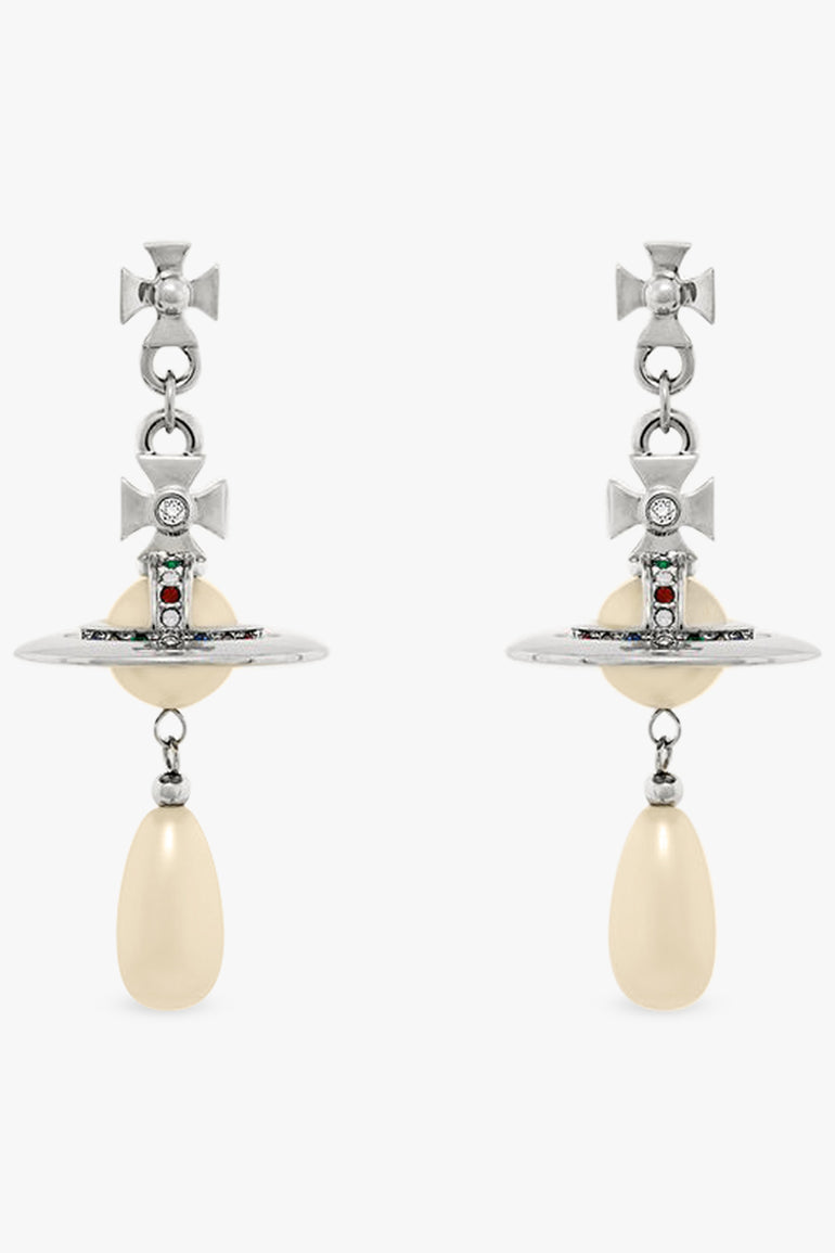VIVIENNE WESTWOOD JEWELLERY SILVER / White/Silver Pearl Drop Earrings | Silver/White