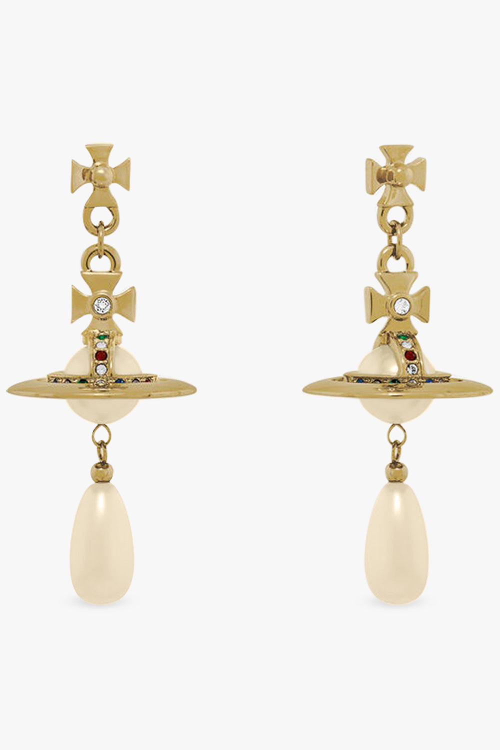 VIVIENNE WESTWOOD JEWELLERY GOLD / White/Gold Pearl Drop Earrings | Gold/White