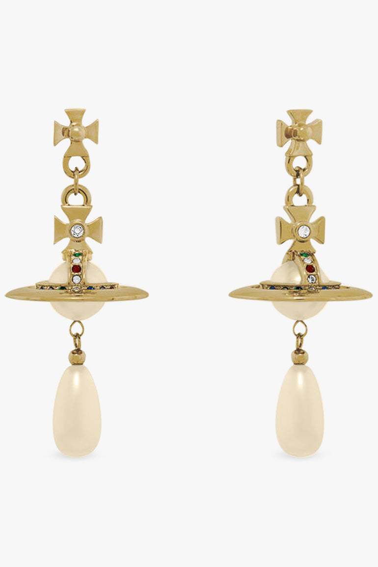 VIVIENNE WESTWOOD JEWELLERY GOLD / White/Gold Pearl Drop Earrings | Gold/White