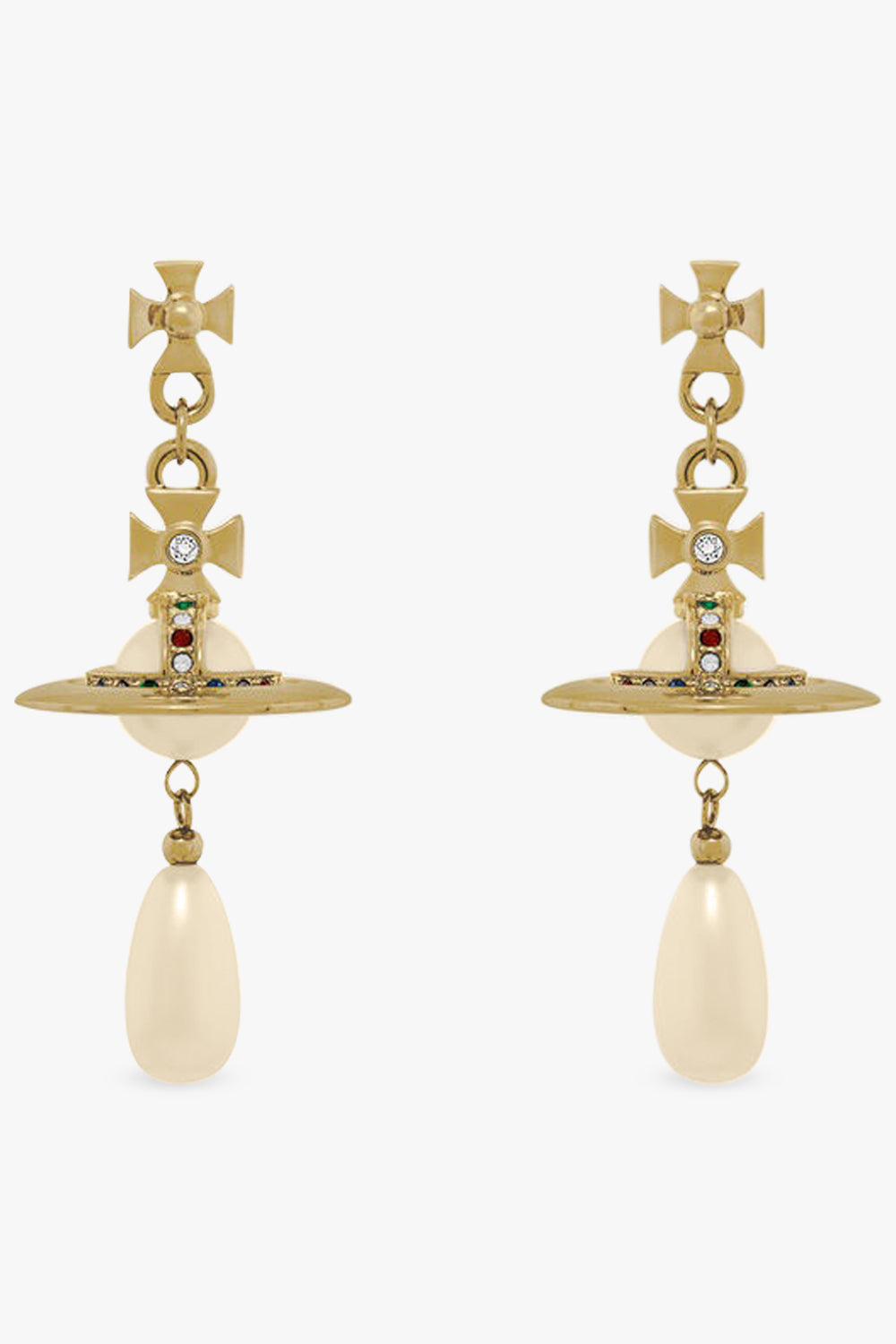 VIVIENNE WESTWOOD JEWELLERY GOLD / White/Gold Pearl Drop Earrings | Gold/White