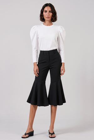 NOIR KEI NINOMIYA RTW Ruched Puff Shoulder L/S T-Shirt | White