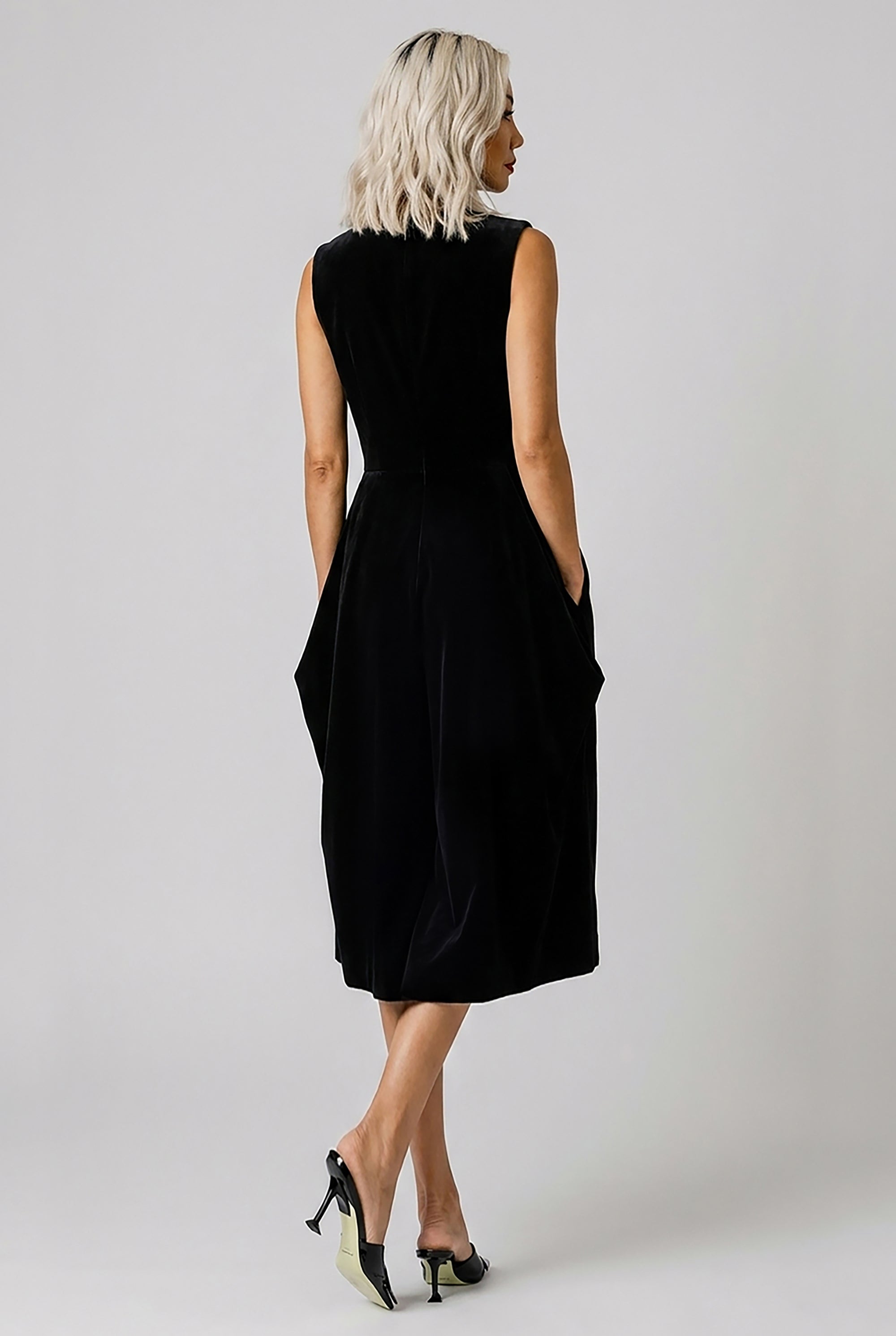 COMME DES GARCONS RTW Velvet Pinafore Jumpsuit With Balloon Leg | Black