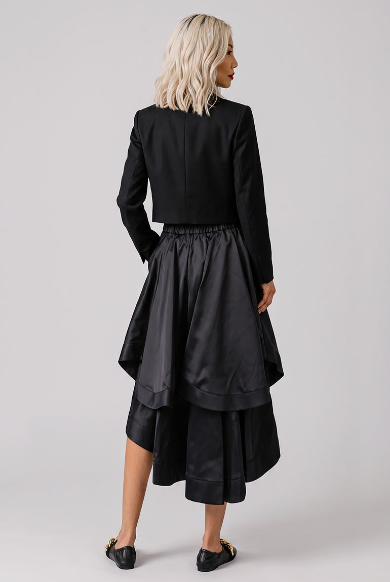 NOIR KEI NINOMIYA RTW Triple Breast Tuxedo Style Crop Jacket | Black