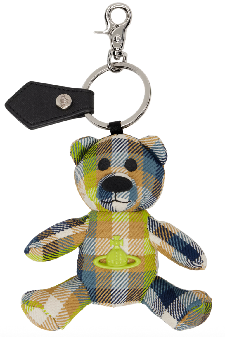 VIVIENNE WESTWOOD ACCESSORIES PATTERN / Fluro Tartan Teddy Bear Keyring | Fluro Tartan