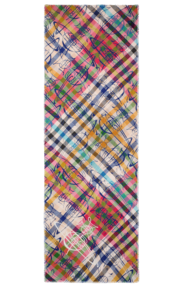 VIVIENNE WESTWOOD SCARVES PATTERN / Red Multicheck Tartan Scarf | Fuschia/Yellow