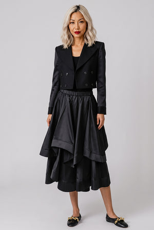 NOIR KEI NINOMIYA RTW Triple Breast Tuxedo Style Crop Jacket | Black